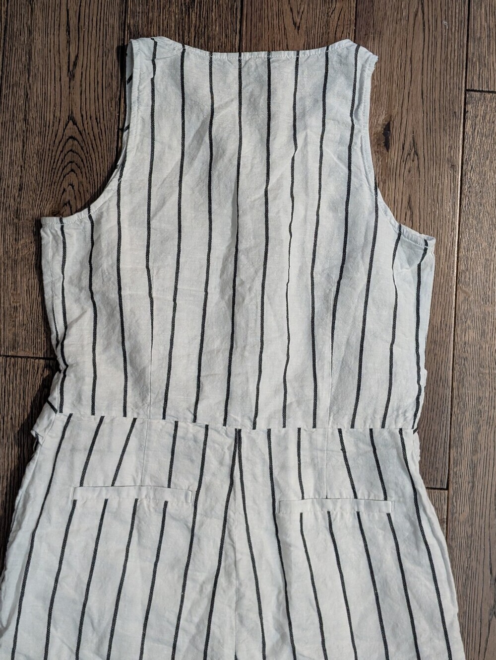 Banana Republic Linen Blend Striped Sleeveless Tie Waist Jumpsuit Romper - Picture 6 of 8